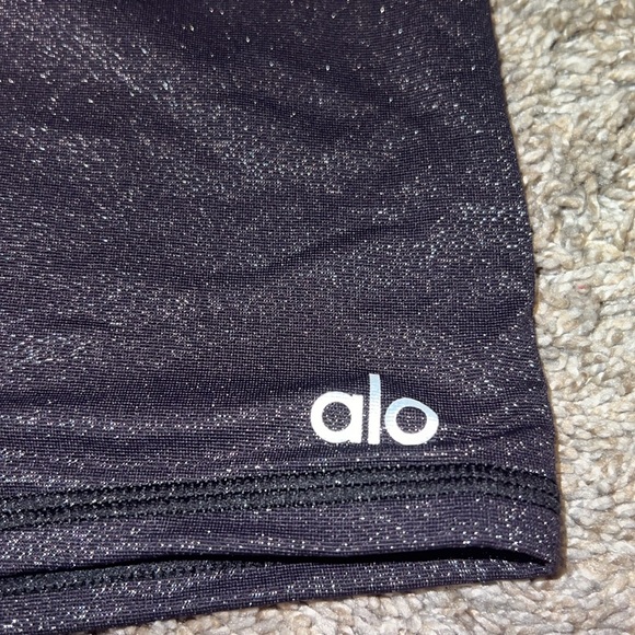 Alo Yoga High Waist Glitter Biker Short Black/Silver Size XS - Picture 8 of 12